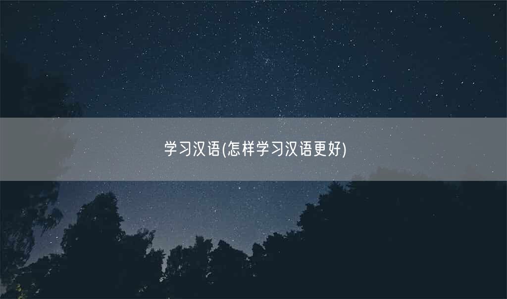 学习汉语(怎样学习汉语更好)(图1)