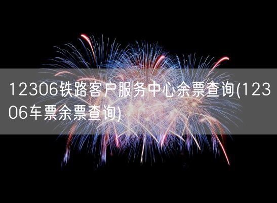 12306铁路客户服务中心余票查询(12306车票余票查询)(图1)