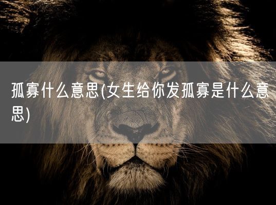 孤寡什么意思(女生给你发孤寡是什么意思)(图1)