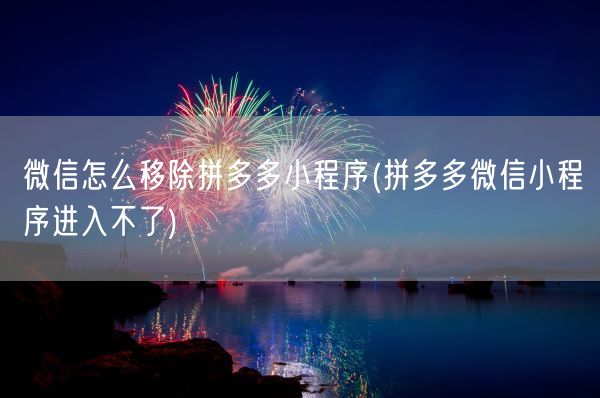 微信怎么移除拼多多小程序(拼多多微信小程序进入不了)(图1)