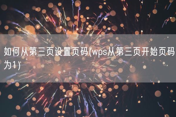 如何从第三页设置页码(wps从第三页开始页码为1)(图1)