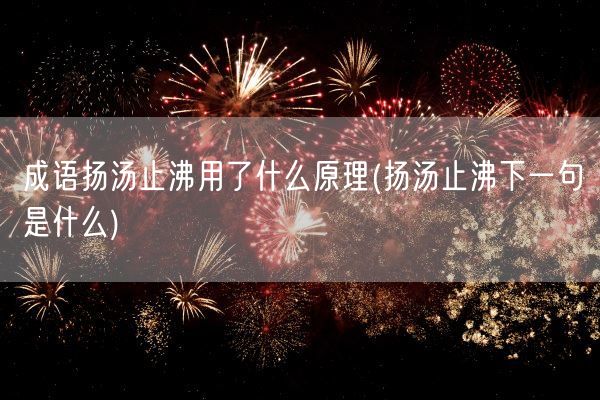 成语扬汤止沸用了什么原理(扬汤止沸下一句是什么)(图1)