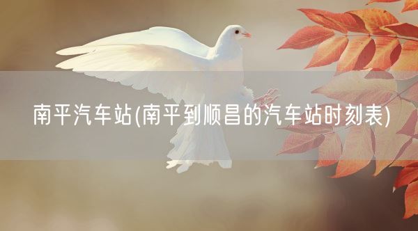 南平汽车站(南平到顺昌的汽车站时刻表)(图1) 南平汽车站(南平到顺昌的汽车站时刻表)(图1)