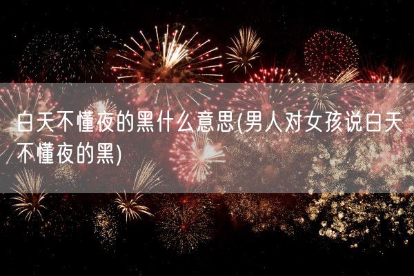 白天不懂夜的黑什么意思(男人对女孩说白天不懂夜的黑)(图1)