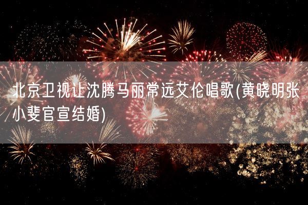 北京卫视让沈腾马丽常远艾伦唱歌(黄晓明张小斐官宣结婚)(图1)