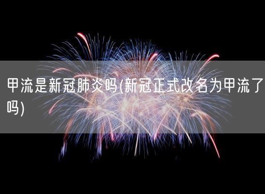 甲流是新冠肺炎吗(新冠正式改名为甲流了吗)(图1)