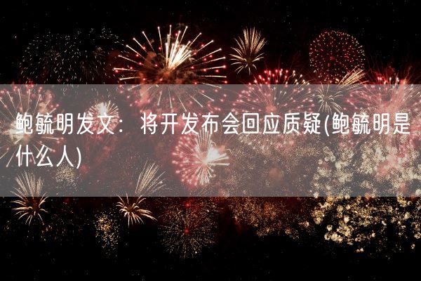 鲍毓明发文：将开发布会回应质疑(鲍毓明是什么人)(图1)