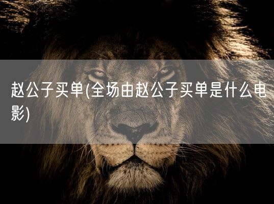 赵公子买单(全场由赵公子买单是什么电影)(图1)