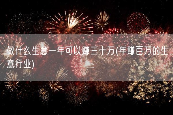 做什么生意一年可以赚三十万(年赚百万的生意行业)(图1)