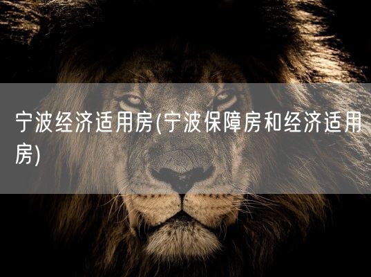 宁波经济适用房(宁波保障房和经济适用房)(图1)