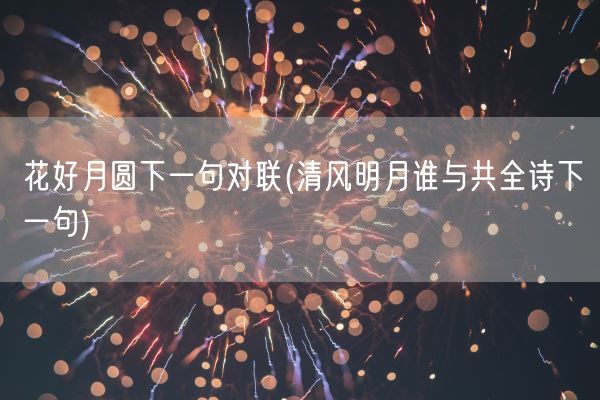 花好月圆下一句对联(清风明月谁与共全诗下一句)(图1)