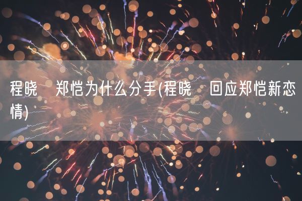 程晓玥郑恺为什么分手(程晓玥回应郑恺新恋情)(图1)