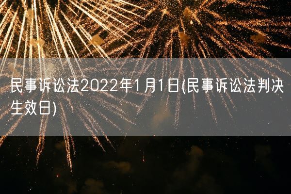 民事诉讼法2022年1月1日(民事诉讼法判决生效日)(图1)