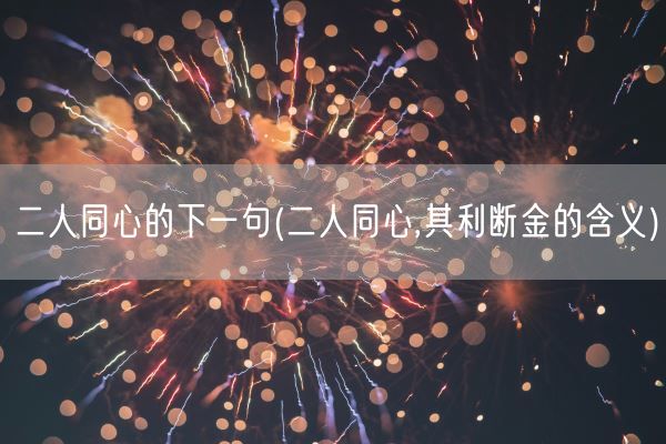 二人同心的下一句(二人同心,其利断金的含义)(图1)