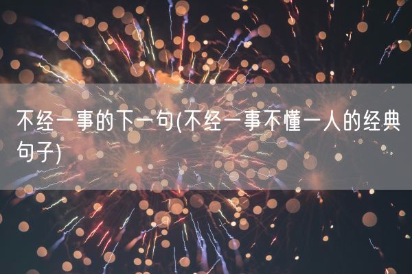 不经一事的下一句(不经一事不懂一人的经典句子)(图1)
