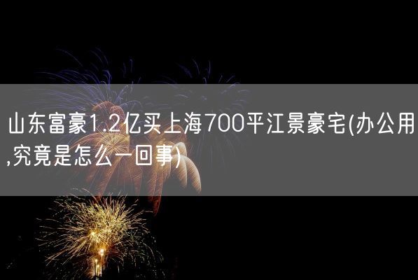 山东富豪1.2亿买上海700平江景豪宅(办公用,究竟是怎么一回事)(图1)