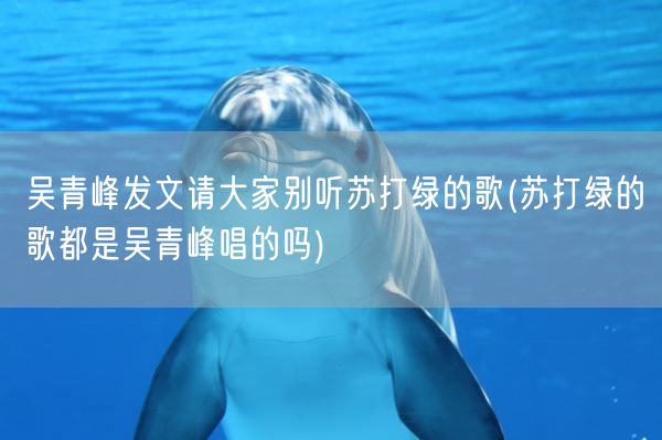 吴青峰发文请大家别听苏打绿的歌(苏打绿的歌都是吴青峰唱的吗)(图1)