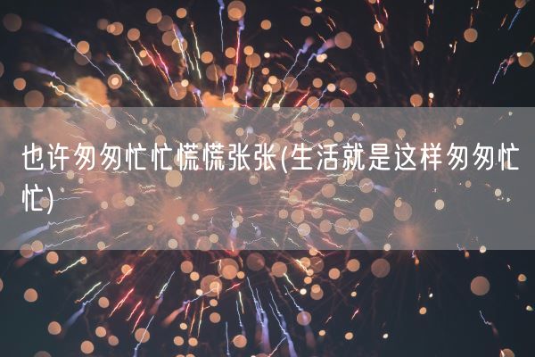 也许匆匆忙忙慌慌张张(生活就是这样匆匆忙忙)(图1)