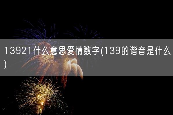 13921什么意思爱情数字(139的谐音是什么)(图1)
