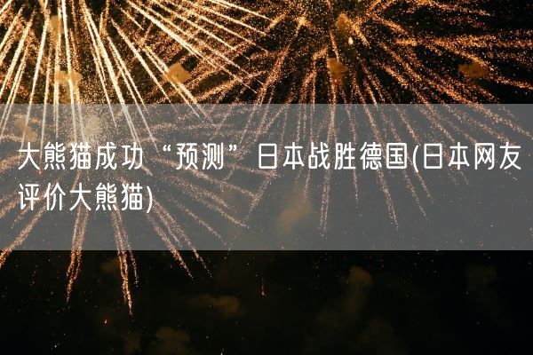 大熊猫成功“预测”日本战胜德国(日本网友评价大熊猫)(图1)