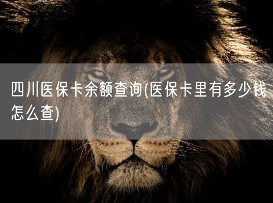 四川医保卡余额查询(医保卡里有多少钱怎么查)(图1)