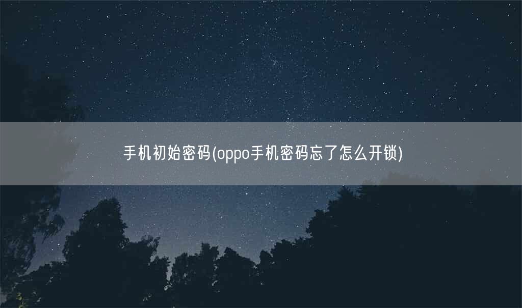 手机初始密码(oppo手机密码忘了怎么开锁)(图1)