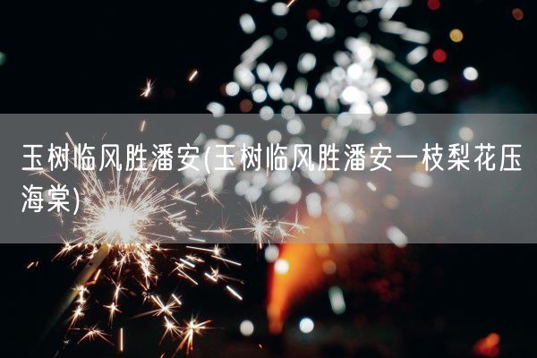 玉树临风胜潘安(玉树临风胜潘安一枝梨花压海棠)(图1)