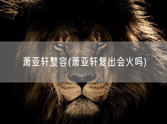 萧亚轩整容(萧亚轩复出会火吗)(图1) 萧亚轩整容(萧亚轩复出会火吗)(图1)