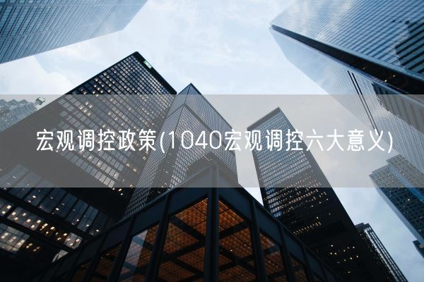 宏观调控政策(1040宏观调控六大意义)(图1)