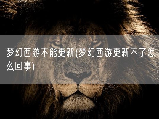 梦幻西游不能更新(梦幻西游更新不了怎么回事)(图1)
