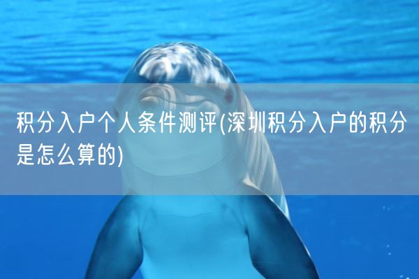 积分入户个人条件测评(深圳积分入户的积分是怎么算的)(图1)