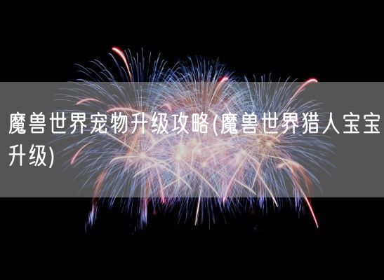 魔兽世界宠物升级攻略(魔兽世界猎人宝宝升级)(图1)