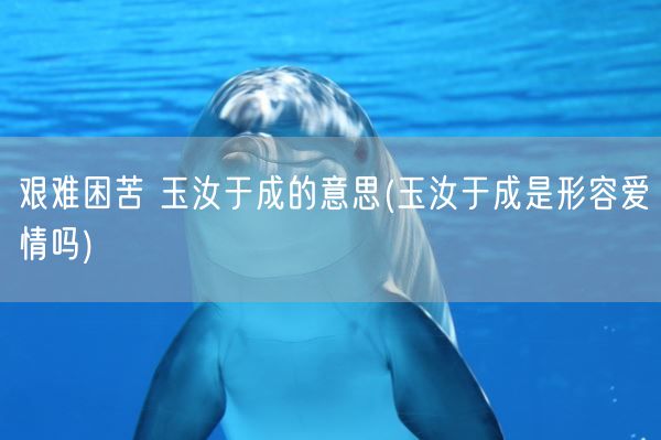 艰难困苦 玉汝于成的意思(玉汝于成是形容爱情吗)(图1)