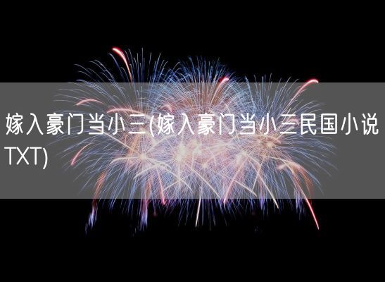 嫁入豪门当小三(嫁入豪门当小三民国小说TXT)(图1)