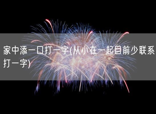 家中添一口打一字(从小在一起目前少联系打一字)(图1) 家中添一口打一字(从小在一起目前少联系打一字)(图1)