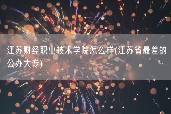 江苏财经职业技术学院怎么样(江苏省最差的公办大专)(图1)