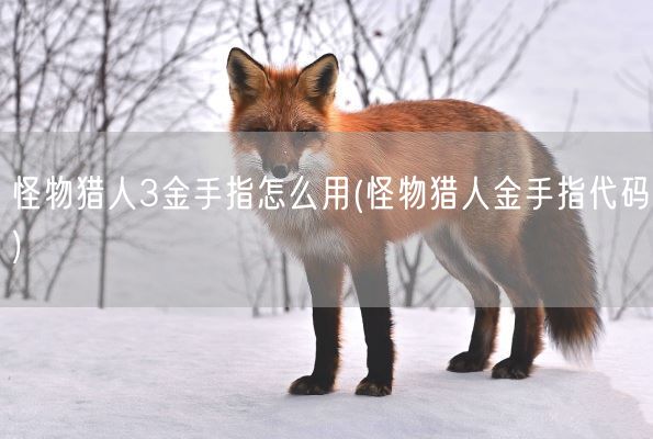 怪物猎人3金手指怎么用(怪物猎人金手指代码)(图1)