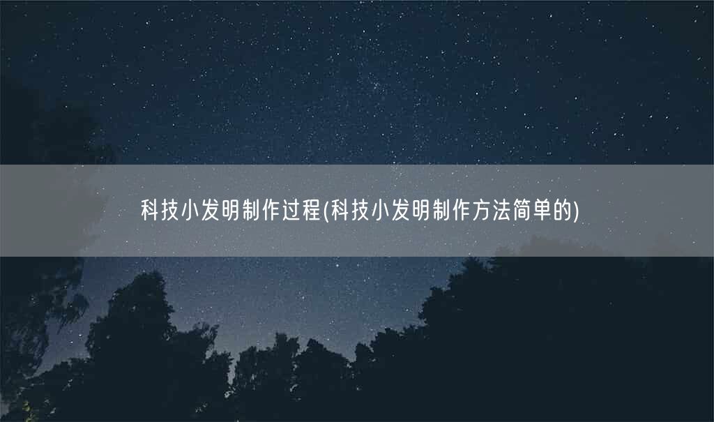 科技小发明制作过程(科技小发明制作方法简单的)(图1)