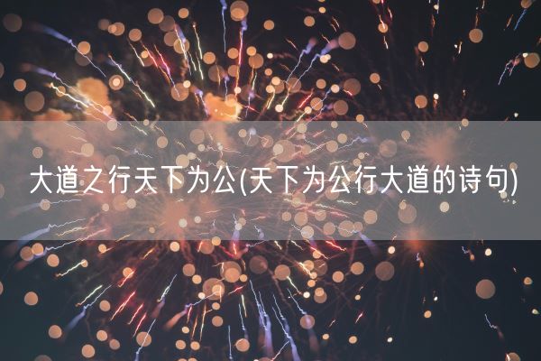 大道之行天下为公(天下为公行大道的诗句)(图1)