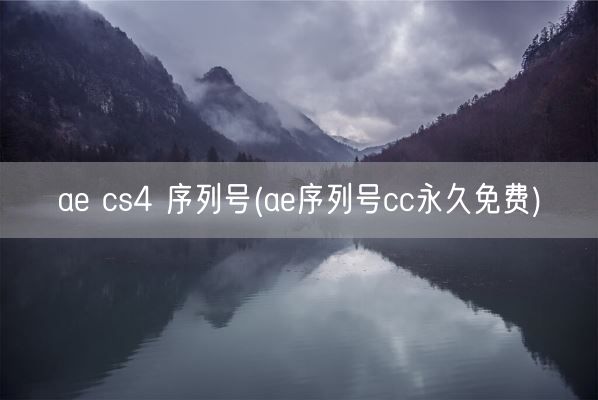 ae cs4 序列号(ae序列号cc永久免费)(图1)