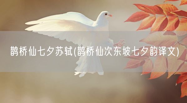 鹊桥仙七夕苏轼(鹊桥仙次东坡七夕韵译文)(图1) 鹊桥仙七夕苏轼(鹊桥仙次东坡七夕韵译文)(图1)