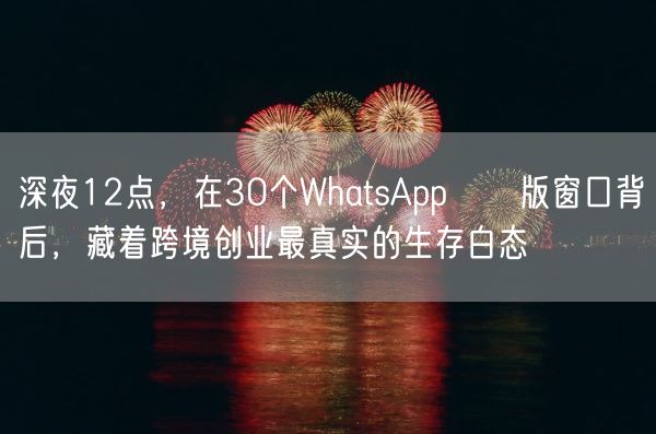 深夜12点，在30个WhatsApp網頁版窗口背后，藏着跨境创业最真实的生存白态(图1)